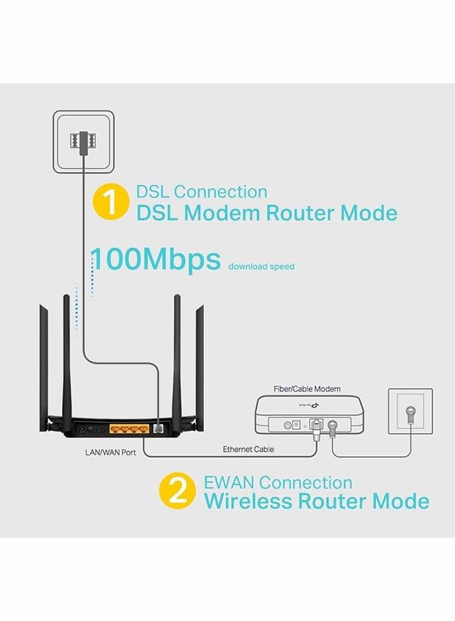 Archer VR300 AC1200 Wireless VDSL/ADSL Modem Router Black - Image 5