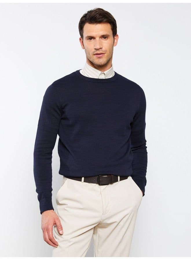 Crew Neck Long Sleeve Men's Knitwear Sweater - Image 4