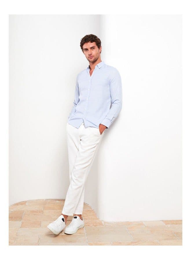 Slim Fit Long Sleeve Dobby Men's Shirt - Image 1