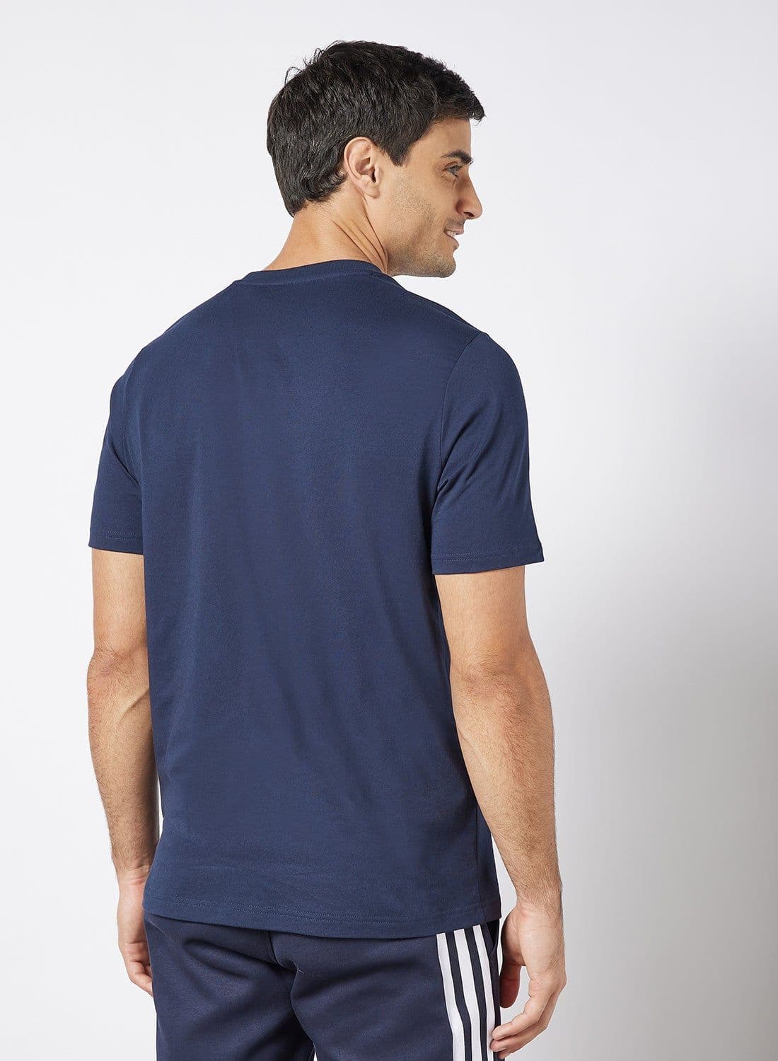 Essentials Embroidered Linear Logo T-Shirt Navy - Image 3