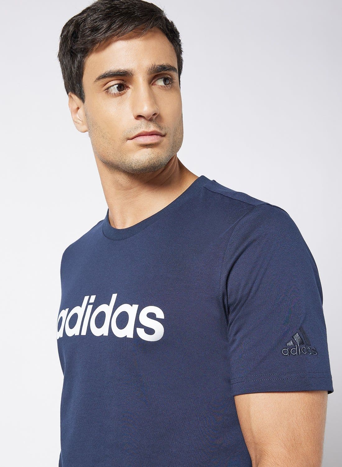 Essentials Embroidered Linear Logo T-Shirt Navy - Image 4