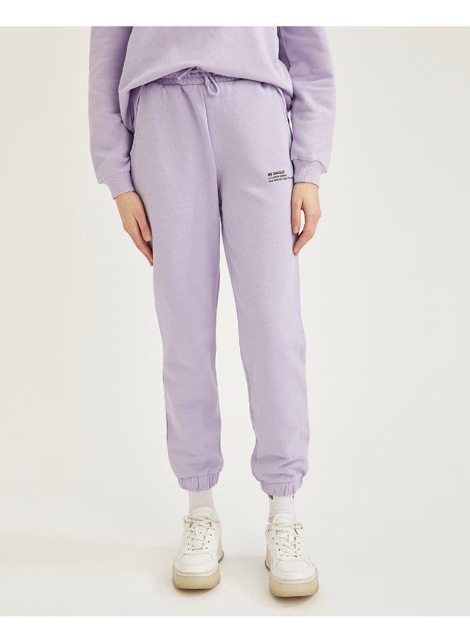 Relaxed Fit Knitted Joggers Lilac - Image 2