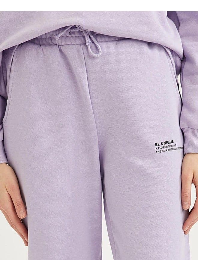 Relaxed Fit Knitted Joggers Lilac - Image 3