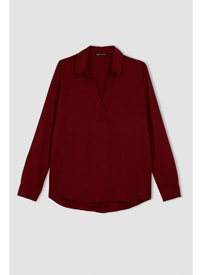 Woman Bordeaux Long Sleeve Blouse BORDEAUX - Image 1